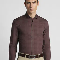 Peter England Slim Fit Checked Formal Shirt-image-34