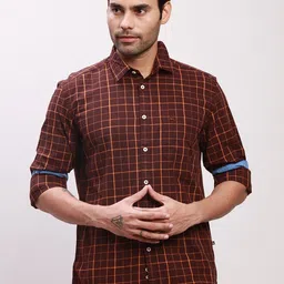 Parx Slim Fit Tartan Cotton Checked Formal Shirt-image-28