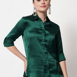 Orchid Blues Women Green Comfort Formal Shirt-image-39