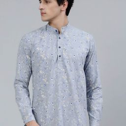 JADEBERRY Standard Floral Printed Band Collar Cotton Casual Shirt-image-46