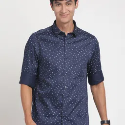 Turtle Micro Ditsy Standard Slim Fit Cotton Opaque Casual Shirt-picture-1