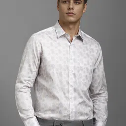 Louis Philippe Men Spread Collar Floral Printed Cotton Slim Fit Formal Shirt-image-44