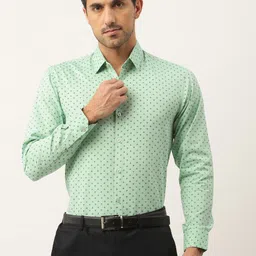 SOJANYA Men Green & Black Classic Regular Fit Cotton Solid Formal Shirt-image-47