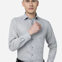 JADE BLUE Micro Ditsy Printed Pure Cotton Formal Shirt-image-78