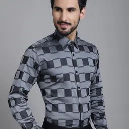 JAINISH Classic Geometric Printed Cotton Formal Shirt-image-22