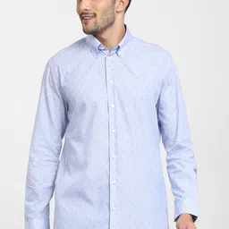 SELECTED Men Blue Slim Fit Printed Formal Shirt-image-91