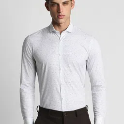 Peter England Slim Fit Geometric Printed Opaque Cotton Formal Shirt-image-54