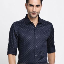 Turtle Modern Micro Ditsy Printed Spread Collar Slim Fit Formal Shirt-image-99