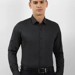 Peter England Slim Fit Micro Ditsy Printed Cotton Formal Shirt-image-88