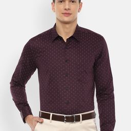 Louis Philippe Men Maroon Slim Fit Printed Formal Shirt-image-10