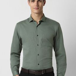 Peter England Slim Fit Textured Formal Shirt-image-33