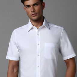 Louis Philippe Spread Collar Striped Cotton Formal Shirt-picture-6