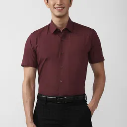 Peter England Men Maroon Solid Slim Fit Formal Shirt-image-60