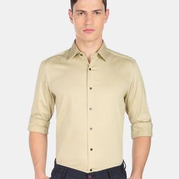 Arrow New York Men Slim Fit Solid Cotton Formal Shirt-picture-41