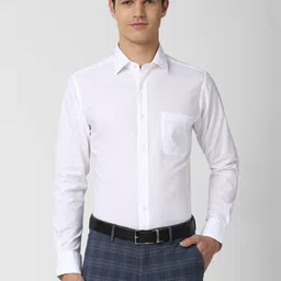 Peter England Men White Slim Fit Cotton Blend Formal Shirt-image-54