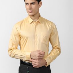 Peter England Men Yellow Pure Cotton Slim Fit Formal Shirt-image-98