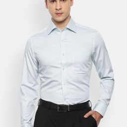 Louis Philippe Men Blue Opaque Printed Pure Cotton Formal Shirt-image-112