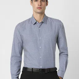 Peter England Slim Fit Micro Checked Formal Shirt-picture-27