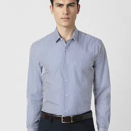 Peter England Spread Collar Long Sleeves Slim Fit Striped Formal Shirt-picture-11