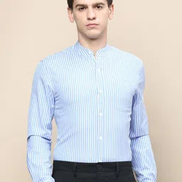 INVICTUS Standard Slim Fit Mandarin Collar Striped Cotton Formal Shirt-picture-50