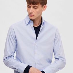 SELECTED Spread Collar Opaque Slim Fit Cotton Formal Shirt-image-65