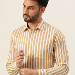 JAVINISHKA Classic Slim Fit Vertical Striped Cotton Formal Shirt-image-71