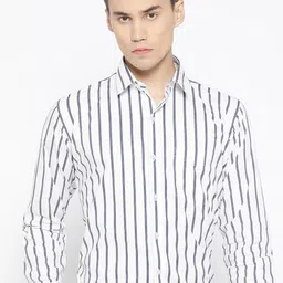 Hancock Comfort Plus Size Vertical Stripes Spread Collar Long Sleeves Cotton Formal Shirt-image-22