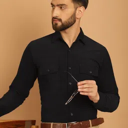 Indian Needle Classic Spread Collar Long Sleeves Regular Fit Formal Shirt-image-81
