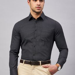 LOUIS STITCH Comfort Fit Geometric Printed Cotton Formal Shirt-image-76