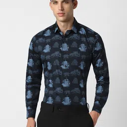 van heusen V Dot Slim Fit Graphic Printed Pure Cotton Formal Shirt-picture-28