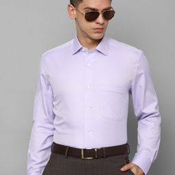 Luxure by Louis Philippe Textured Spread Collar Opaque Pure Cotton Formal Shirt-picture-34