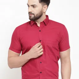 JAINISH Men Red Classic Slim Fit Solid Formal Shirt-image-18