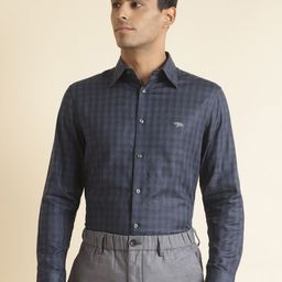 Andamen Premium Checked Spread Collar Long Sleeves Cotton Formal Shirt-image-39