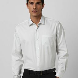 Van Heusen Men Spread Collar Solid Cotton Formal Shirt-picture-17