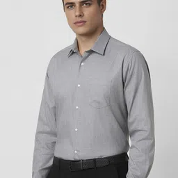 Van Heusen Men Spread Collar Solid Cotton Formal Shirt-image-83