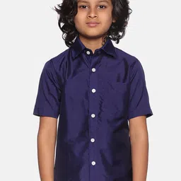 Sethukrishna Boys Navy Blue Classic Ethnic Shirt-87