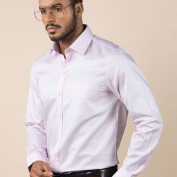 LOUIS STITCH Comfort Textured Self Design Semi Spread Collar Cotton Formal Shirt-image-54