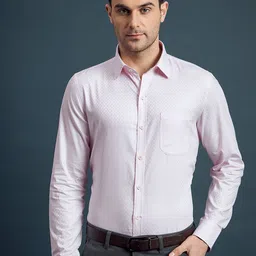 LOUIS STITCH Comfort Self Design Regular Fit Spread Collar Pure Cotton Formal Shirt-image-46
