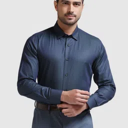 Blackberrys India Slim Self Design Cotton Spread Collar Slim Fit Opaque Formal Shirt-image-46