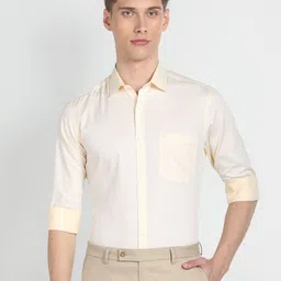 Arrow Spread Collar Long Sleeves Slim Fit Opaque Formal Shirt-picture-39