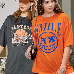 Christy World Pack of 2 Typography Printed Loose T-shirt-picture-18