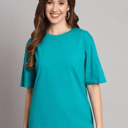 Funday Fashion Round Neck Organic Cotton Oversized T-shirt-20