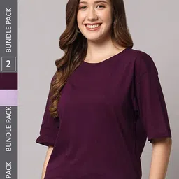 Funday Fashion Pack Of 2 Cotton Oversized T-shirts-image-57