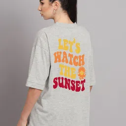 Imsa Moda Typography Printed Cotton Oversized Longline T-shirt-picture-15