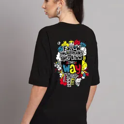 Imsa Moda Typography Printed Cotton Oversized Longline T-shirt-picture-9