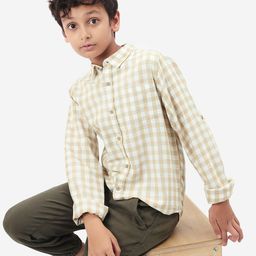 BONKIDS Boys Checked Spread Collar Long Sleeve Cotton Regular Fit Shirt-image-22