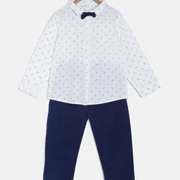 MINI KLUB Boys White & Black Regular Fit Printed Casual Shirt-picture-7