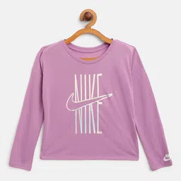 Nike Girls Violet Iridescent Futura Logo Printed Boxy T-Shirt-image-94