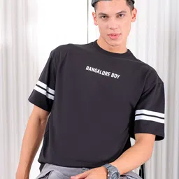 The Indian Garage Co Typography Printed Cotton Boxy T-shirt-image-61