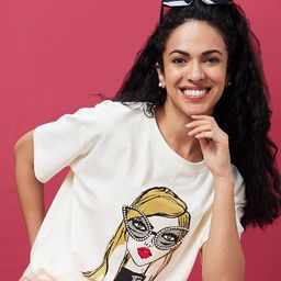 Globus Graphic Printed Drop Shoulder Sleeves Boxy Cotton Longline T-shirt-picture-35